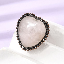 Natural Rose Quartz Cuff Open Rings&nbsp;GG-CBAB410-02A