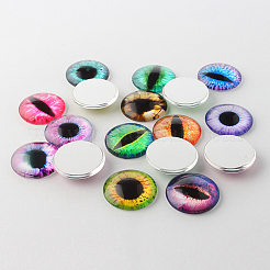 Half Round/Dome Dragon Eye Printed Glass Cabochons&nbsp;GGLA-A002-10mm-AB
