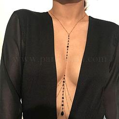 Iron & Black Glass Layered Body Chains for Women&nbsp;WGFBD6B-01