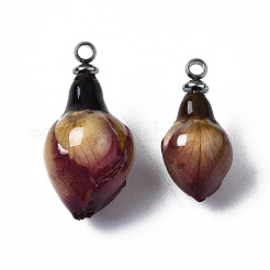 Handmade Natural Real Rose Dried Flower Pendants&nbsp;RESI-R424-01