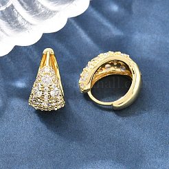 C-Shaped Brass Micro Pave Clear Cubic Zirconia Hoop Earrings&nbsp;EJEW-Z164-20G