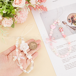 2Pcs 2 Style Resin Beaded Mobile Phone Lanyard Wrist Strap&nbsp;HJEW-GF0001-36