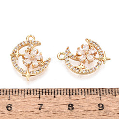 Brass Pave Clear Cubic Zirconia Pendants&nbsp;KK-T074-102G