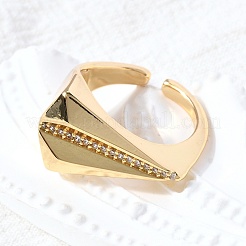 Brass Micro Pave Cubic Zirconia Cuff Open Rings&nbsp;RJEW-D313-12G