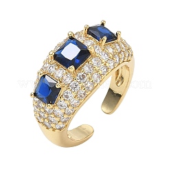 Brass Micro Pave Cubic Zirconia Cuff Open Rings for Women&nbsp;RJEW-L343-13G