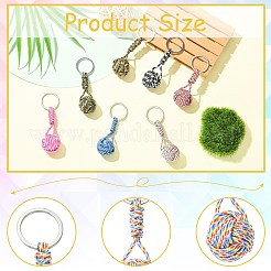 7Pcs 7 Colors Polyester & Spandex Cord Knitting Round Bead Keychains&nbsp;KEYC-CJ00013