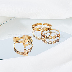 1 Set Stainless Steel Geometry Cuff Rings for Women&nbsp;RJEW-LP0008-19