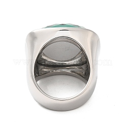 Faceted Glass Rectangle Finger Ring&nbsp;RJEW-E162-11P