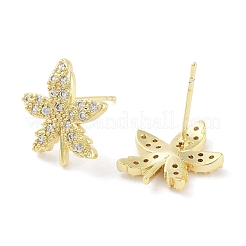 Brass Micro Pave Clear Cubic Zirconia Stud Earrings for Women&nbsp;EJEW-S217-D06