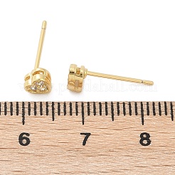 Clear Cubic Zirconia Heart Stud Earrings&nbsp;EJEW-K093-24G