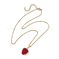 Handmade Lampwork Raspberry Pendant 304 Stainless Steel Cable Chain Necklaces for Women&nbsp;NJEW-JN06189
