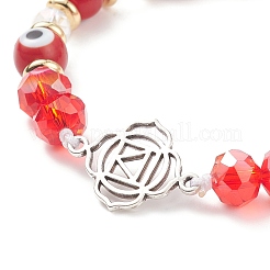 7Pcs 7 Style 7 Chakra Antique Silver Alloy Link Bracelets Set&nbsp;BJEW-JB08883