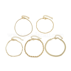5 Pcs 5 Styles Brass Chain Bracelets Set for Women&nbsp;BJEW-D357-01G