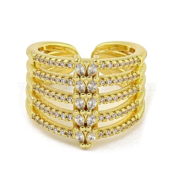 Brass Micro Pave Cubic Zirconia Cuff Rings for Women&nbsp;LS-RJEW-E294-04G-03