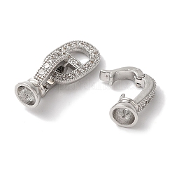 Oval Rack Plating Brass Micro Pave Clear Cubic Zirconia Fold Over Clasps&nbsp;KK-A225-09P