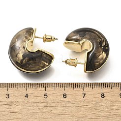 Brass C-Shaped Stud Earrings&nbsp;LS-EJEW-A121-10G-03