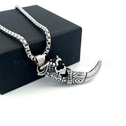 Vintage 304 Stainless Steel Wolf Tooth Shaped Pendant Necklaces for Men&nbsp;CG2118