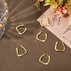 3Pairs Ion Plating(IP) 304 Stainless Steel Trapezoid Hoop Earrings for Women&nbsp;EJEW-BBC0001-40