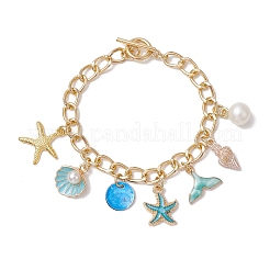 3Pcs 3 Colors Ocean Theme Aluminium Twisted Curb Chain Bracelets for Women&nbsp;BJEW-JB11650