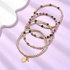 4Pcs 4 Styles Adjustable Natural Tourmalinated Quartz & Synthetic Hematite Bead Bracelets&nbsp;BJEW-JB14151-01