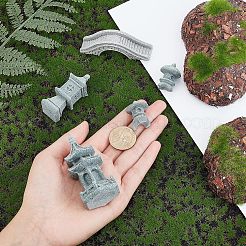 5Pcs 5 Style Chinese Pagoda Statue Stone Miniature Ornament&nbsp;AJEW-FH0002-53