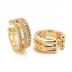 Clear Cubic Zirconia Triple Line Column Cuff Earrings&nbsp;EJEW-G288-01G
