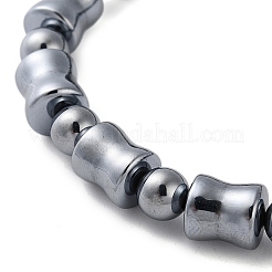 Bamboo Stick & Round Synthetic Terahertz Stone Beaded Stretch Bracelets for Women Men&nbsp;BJEW-F471-01