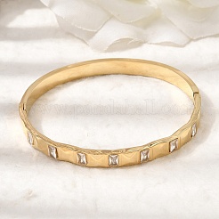 304 Stainless Steel Glass Hinged Bangles for Women&nbsp;BJEW-B168-18G