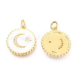 Brass Micro Pave Clear Cubic Zirconia Pendants&nbsp;ZIRC-B0004-13G