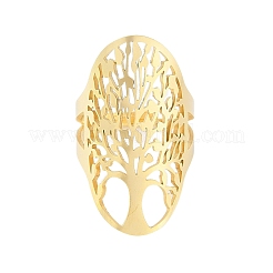 304 Stainless Steel Hollow Tree of Life Adjustable Rings for Women&nbsp;RJEW-Z045-02G