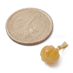 Natural Yellow Aventurine Pumpkin Charms with Golden Tone 304 Stainless Steel Snap on Bails&nbsp;PALLOY-JF02349-02