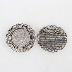 Tibetan Style Alloy Brooch Cabochon Settings&nbsp;X-PALLOY-N0085-70AS