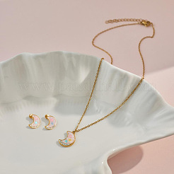 304 Stainless Steel Pendant Necklaces & Stud Earrings Sets for Girl's&nbsp;WG60F59-02