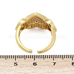 Brass Micro Pave Cubic Zirconia Open Cuff Ring for Women&nbsp;RJEW-F177-03GP-04