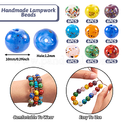 54Pcs 9 Colors Handmade Lampwork Beads&nbsp;LAMP-TA0001-09
