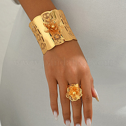 Iron Flower Cuff Bangles & Rings Sets for Women's Parties&nbsp;KD1109