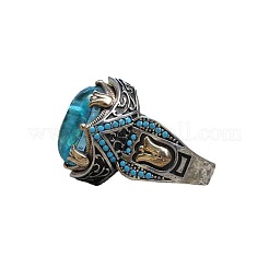 Oval Alloy with Glass Finger Rings&nbsp;FS-WG0E890-04