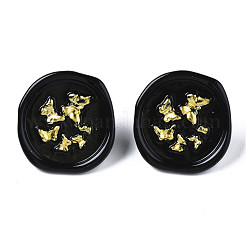 Flat Round with Butterfly Stud Earrings for Women&nbsp;EJEW-N046-017-NR