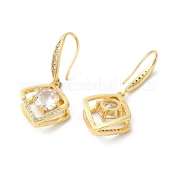 Clear Cubic Zirconia Rhombus Dangle Earrings&nbsp;EJEW-F316-19G
