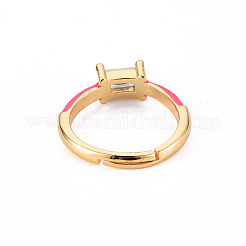 Adjustable Brass Micro Pave Clear Cubic Zirconia Finger Rings&nbsp;RJEW-S045-078-NR
