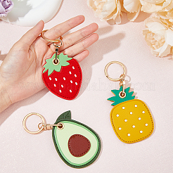 3Pcs 3 Styles Fruit Style Cute PU Leather Protective Case Holder for Access Card Keychain&nbsp;KEYC-HY0001-11