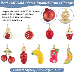 9Pcs 9 Styles Brass Enamel Pendants&nbsp;KK-BBC0019-50