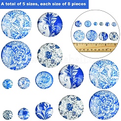 40Pcs 5 Styles Printed Glass Cabochons&nbsp;GGLA-FS0001-11