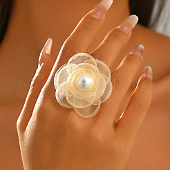 Chiffon with Plastic Pearl Finger Rings for Women&nbsp;XQ9924-3