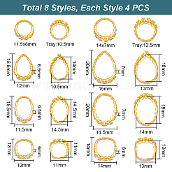 32Pcs 8 Styles Brass Cabochon Settings&nbsp;KK-PH0010-25
