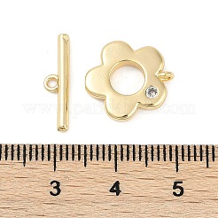 Brass Micro Pave Clear Cubic Zirconia Toggle Clasps&nbsp;KK-K391-19G