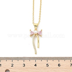 Brass Micro Pave Cubic Zirconia Pendant Necklaces&nbsp;NJEW-S441-05G
