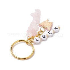 Alloy Enamel Acrylic with Natural Rose Quartz Keychain&nbsp;KEYC-JKC00806-06