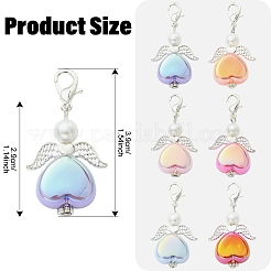 12Pcs 6 Colors Glass Pearl & Alloy Pendant Decorations&nbsp;HJEW-YW00350