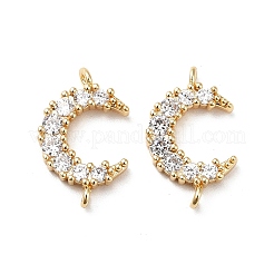 Brass Pave Clear Cubic Zirconia Connector Charms&nbsp;KK-M233-51G